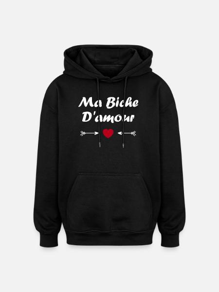 biche - Sweat à capuche oversize unisexe - noir