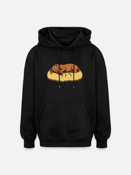 Teckel endormi - Sweat à capuche oversize unisexe - noir