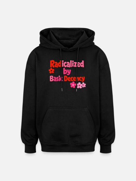 Radical Decency Retro Bloom - Oversized Unisex Hoodie - Schwarz