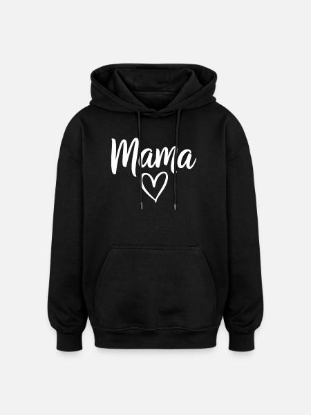 Mama Heart Script Logo - Oversized Unisex Hoodie - black