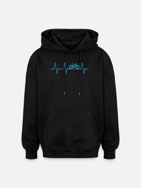 Bicycle Heartbeat ECG - Oversized Unisex Hoodie - black