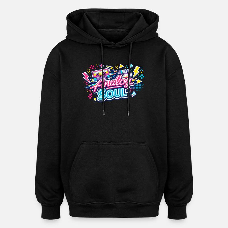Analog Soul Neon Retro - Sweat à capuche oversize unisexe - noir