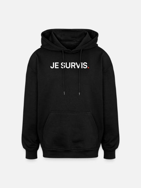 I survive humor modern attitude - Oversized Unisex Hoodie - black