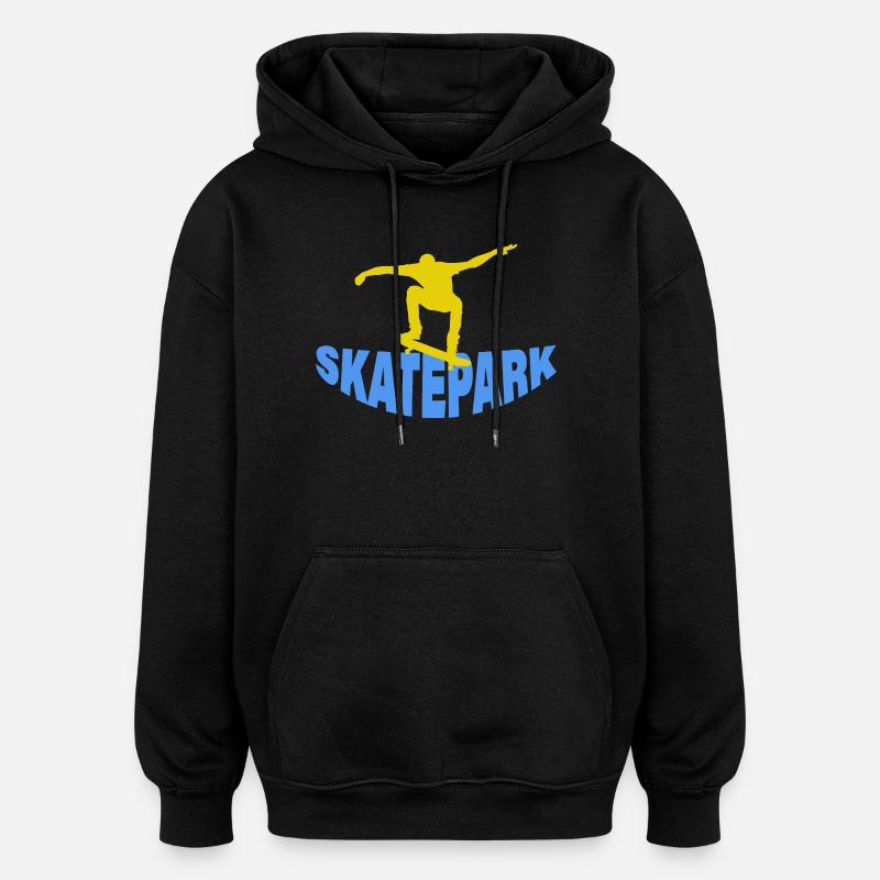 Skatepark - Sweat à capuche oversize unisexe - noir