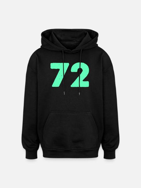 Neon Number 72 Mint Graphic - Oversized Unisex Hoodie - black