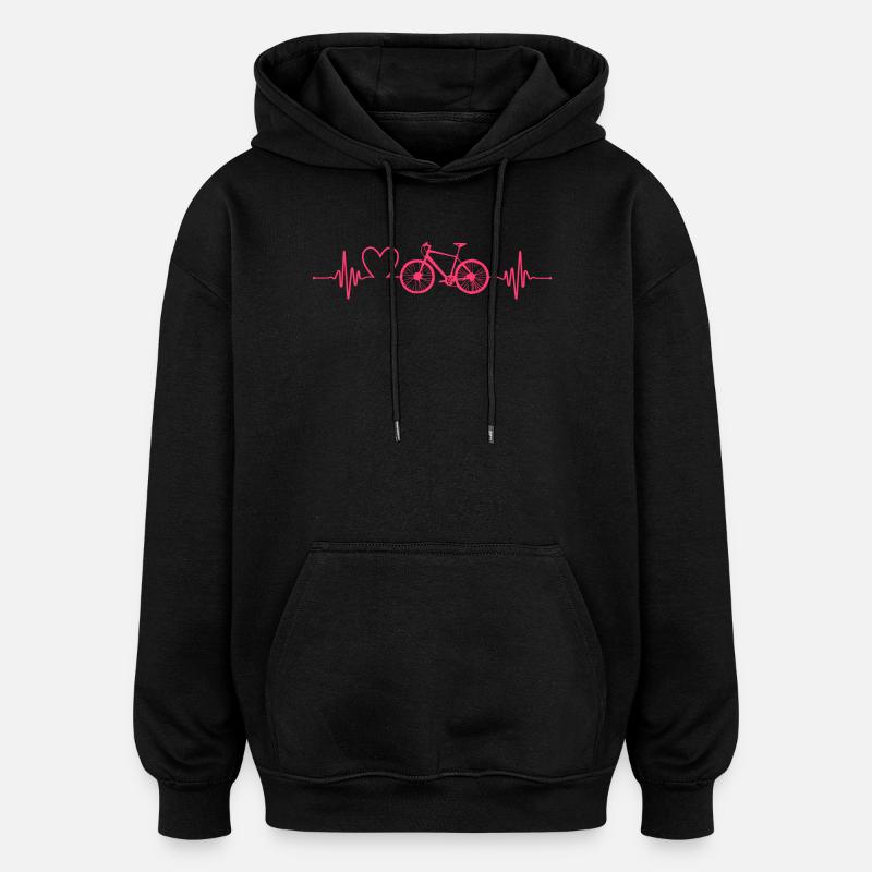 Battement de cœur Amour à vélo - Sweat à capuche oversize unisexe - noir