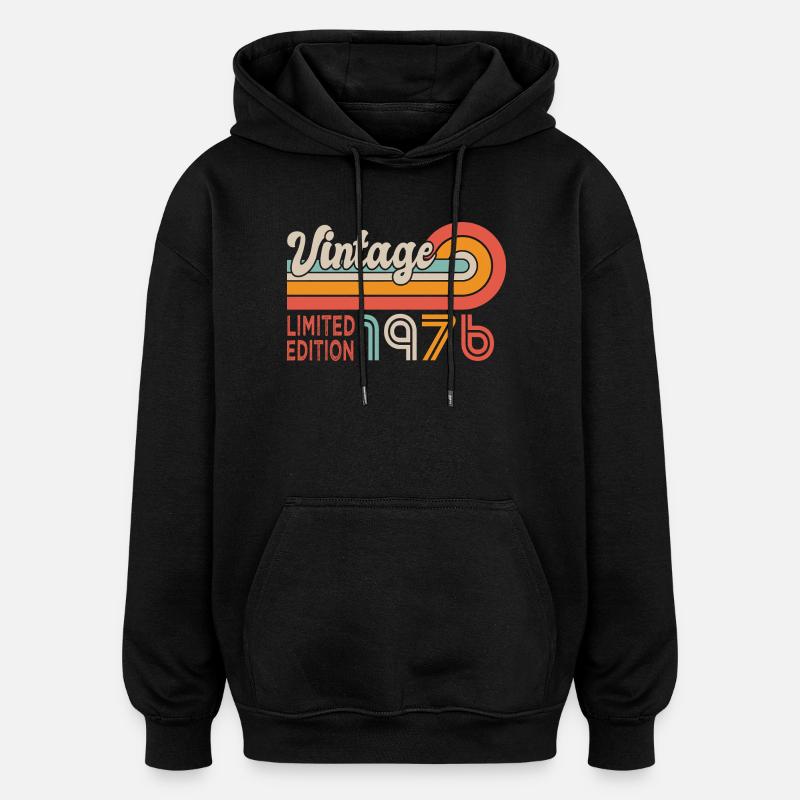 1976 anniversaire 1976 50 ans - Sweat à capuche oversize unisexe - noir