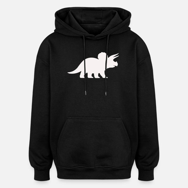 Triceratops Silhouette – Minimal Dino - Oversized Unisex Hoodie - black