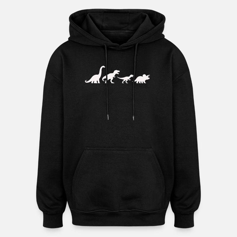 Dino-Silhouetten im Retro-Style - Oversized Unisex Hoodie - Schwarz