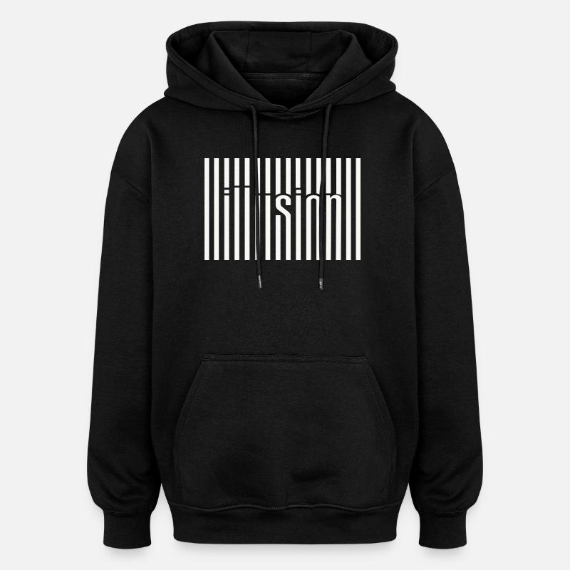 Barcode Illusion - Oversized Unisex Hoodie - black