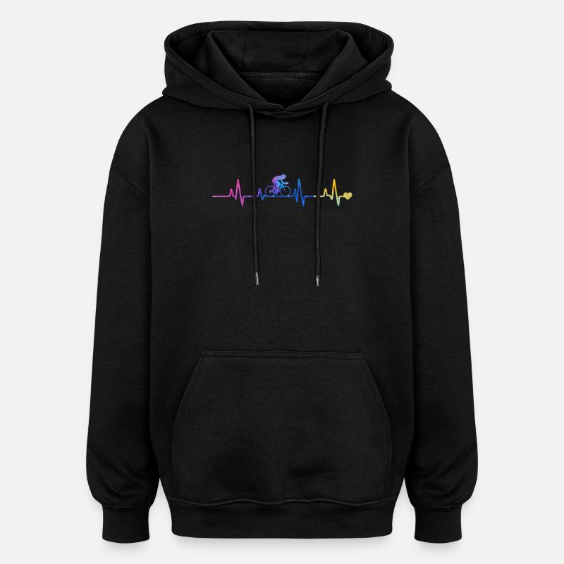 Herzschlag-Radfahrer Gradient - Oversized Unisex Hoodie - Schwarz