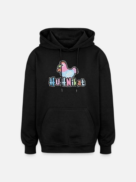 HUHNikat Chicken Fans - Coq - Coq - Bio - Sweat à capuche oversize unisexe - noir