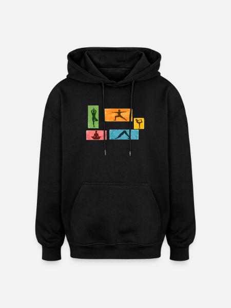 Bunte Yoga Silhouetten - Oversized Unisex Hoodie - Schwarz