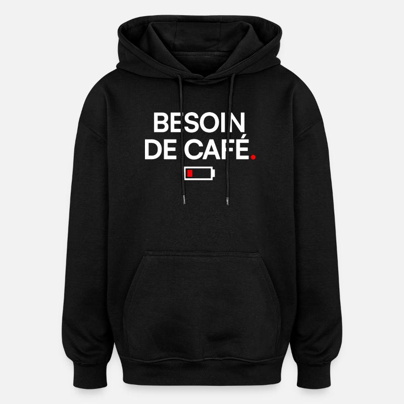KAFFEEBEDARF | Kaffeehumor - Oversized Unisex Hoodie - Schwarz