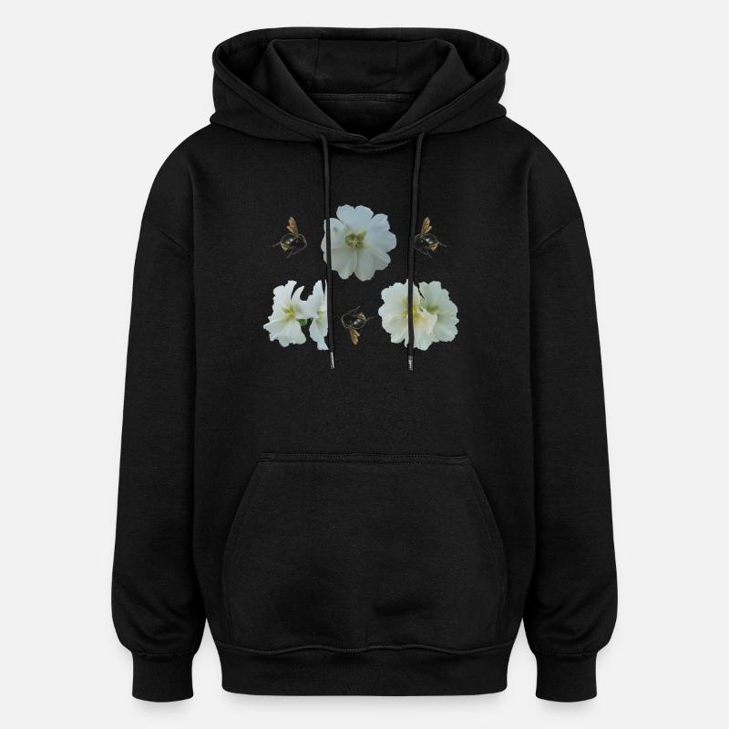 Trevelles trémières avec bourdons - Sweat à capuche oversize unisexe - noir