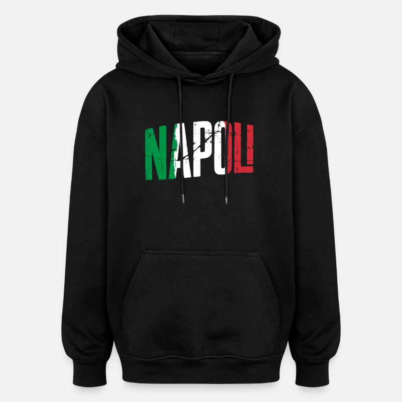 Naples, Italie, Naples - Sweat à capuche oversize unisexe - noir