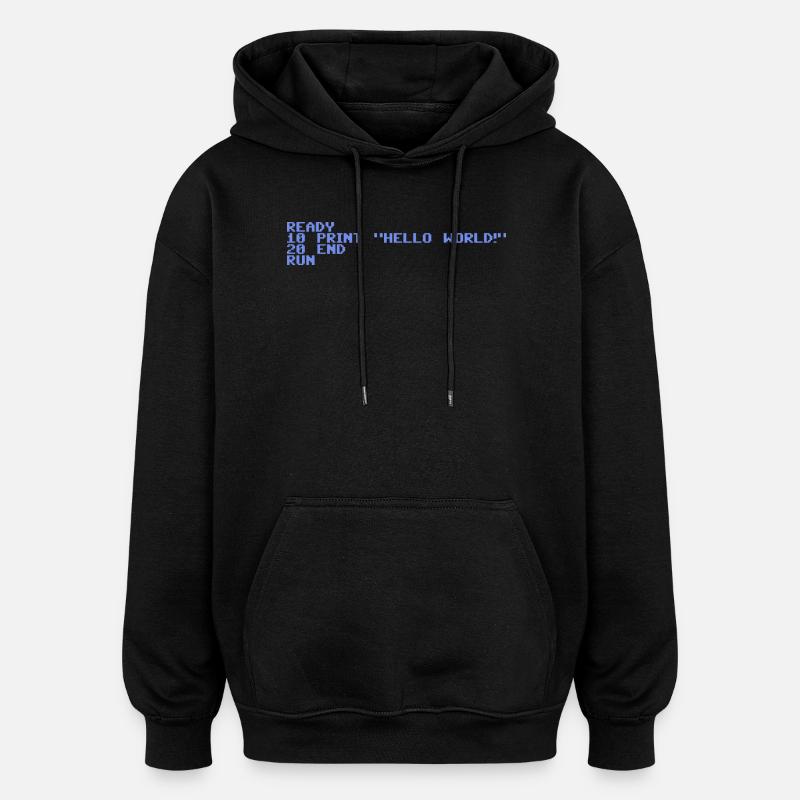 Retro Pixel Hello World - Oversized Unisex Hoodie - Schwarz