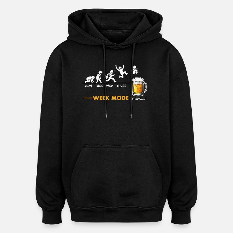 Vivement le week-end - humour biere - Sweat à capuche oversize unisexe - noir