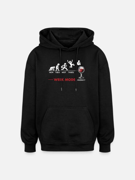Vive le week-end - humour vin - Oversized Unisex Hoodie - black