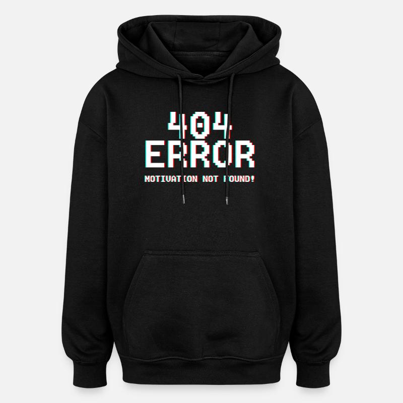 404 Fehler Motiv Glitch-Design - Oversized Unisex Hoodie - Schwarz
