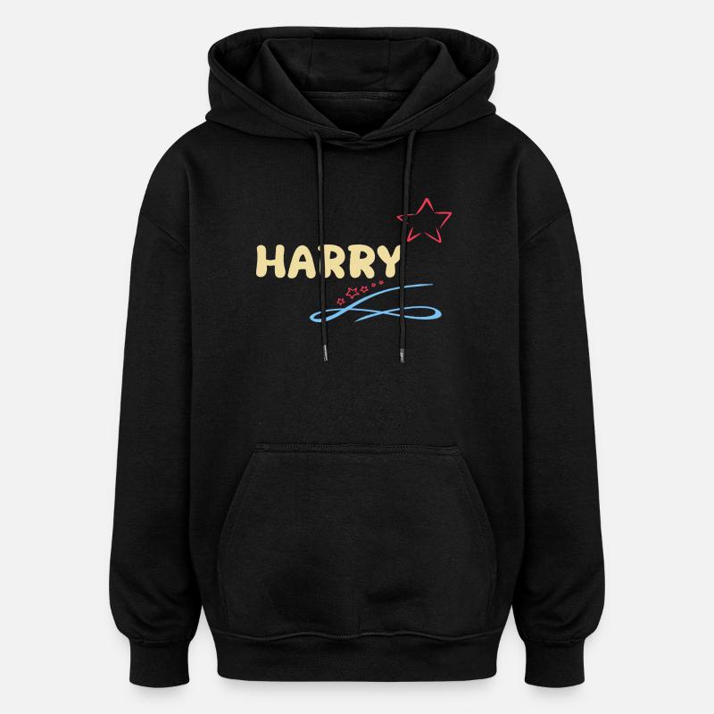 Star Harry - Sweat à capuche oversize unisexe - noir