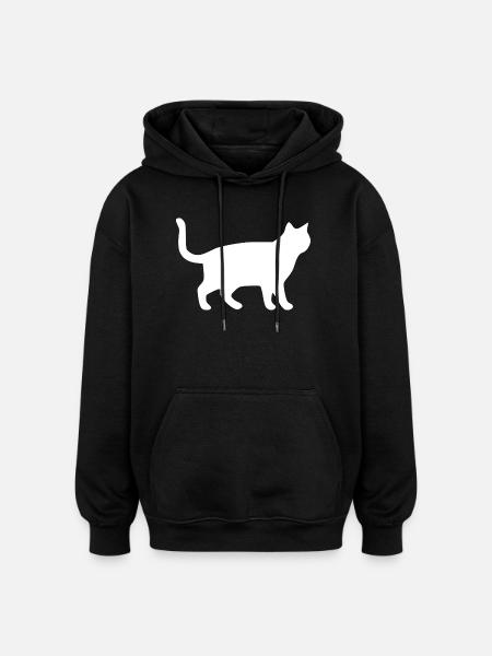 White Cat Cats Silhouettes Gift - Oversized Unisex Hoodie - black
