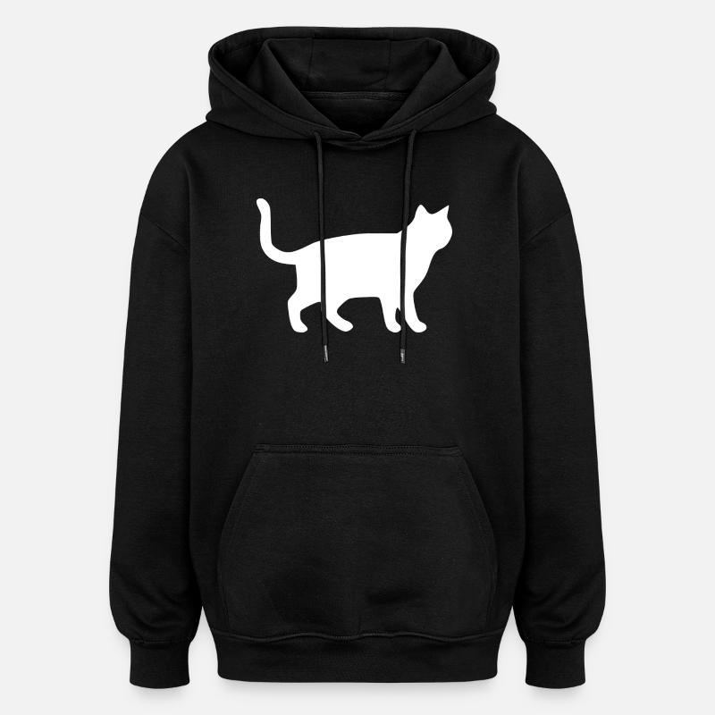 White Cat Cats Silhouettes Gift - Oversized Unisex Hoodie - black