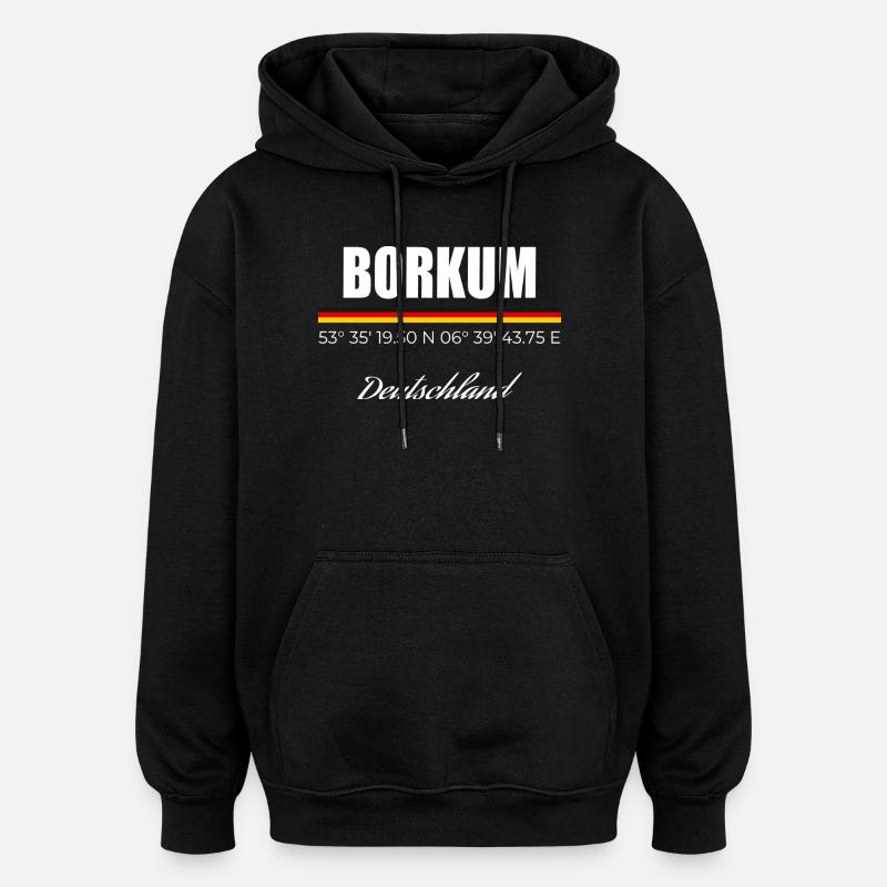 Borkum - Oversized Unisex Hoodie - Schwarz