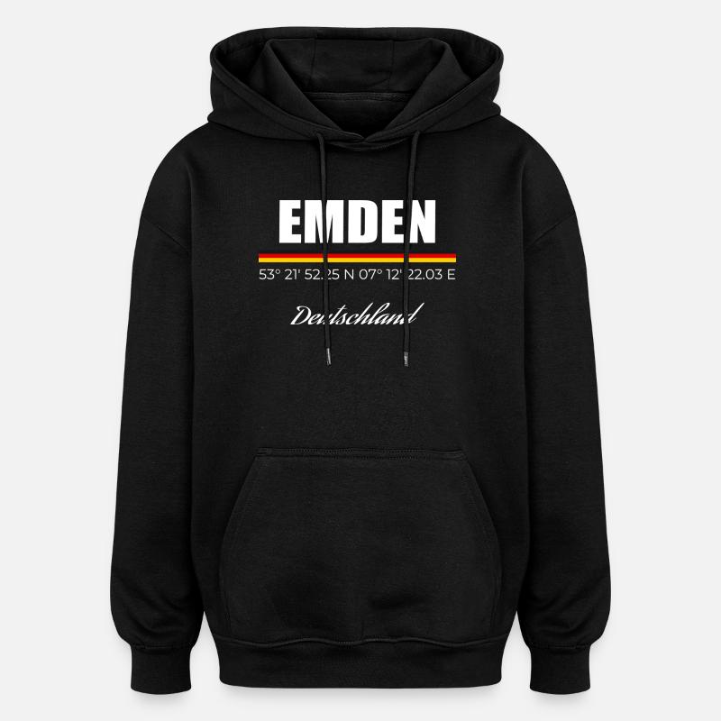 Emden - Oversized Unisex Hoodie - Schwarz