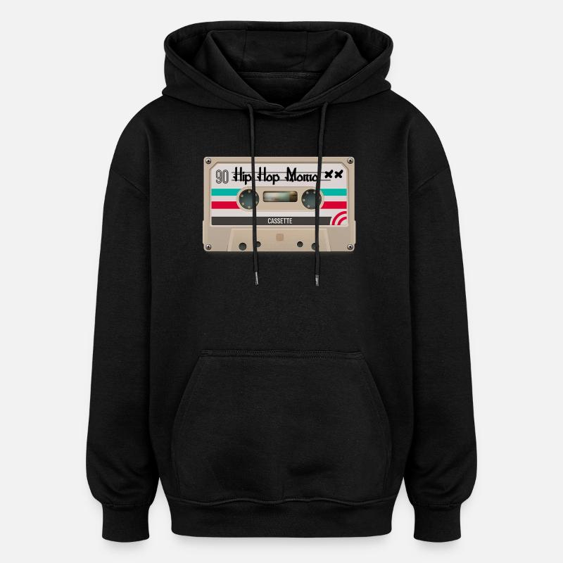 Cassette Hip Hop 90s Vibe - Sweat à capuche oversize unisexe - noir
