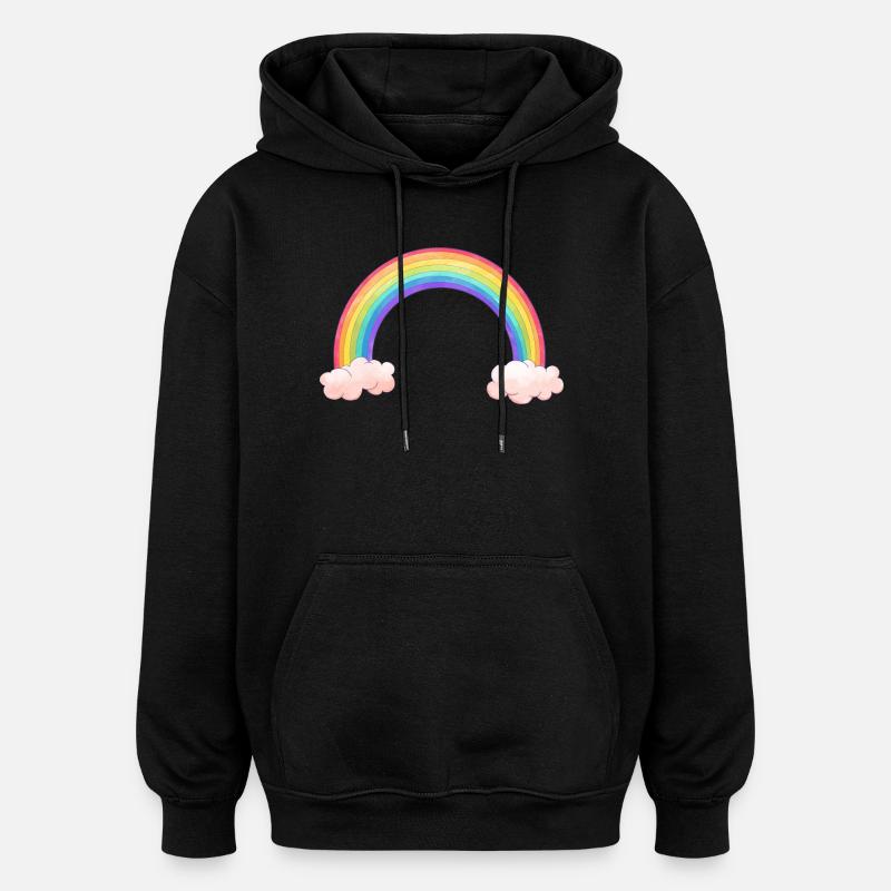 Arc arc-en-ciel avec nuages - Sweat à capuche oversize unisexe - noir