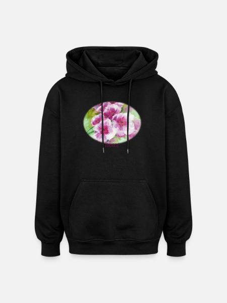 Grace - Vibrant Spring Blossom Ellipse - Oversized Unisex Hoodie - black