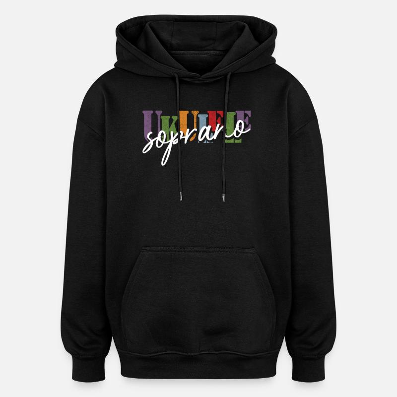 Ukulélé soprano - Sweat à capuche oversize unisexe - noir