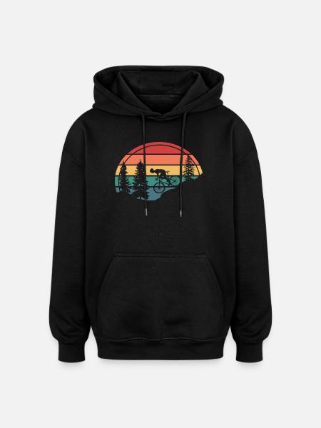 Vélo rétro cadeau VTT - Sweat à capuche oversize unisexe - noir