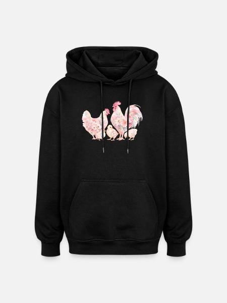 Famiglia Hahn Kücken - Felpa con cappuccio unisex oversize - nero