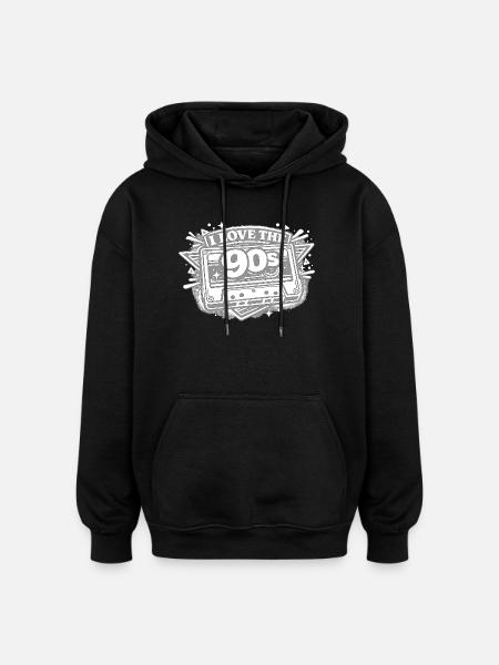I Love the 90s Cassette - Oversized Unisex Hoodie - black