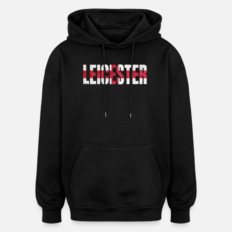 Leicester, Angleterre - Sweat à capuche oversize unisexe - noir