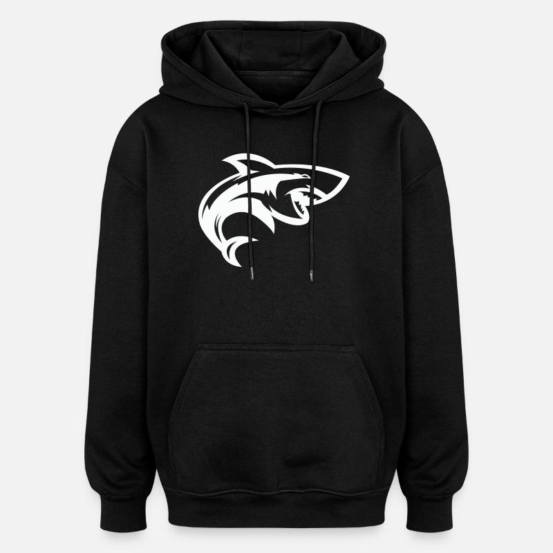 Stilisierter Hai-Kopf - Oversized Unisex Hoodie - Schwarz