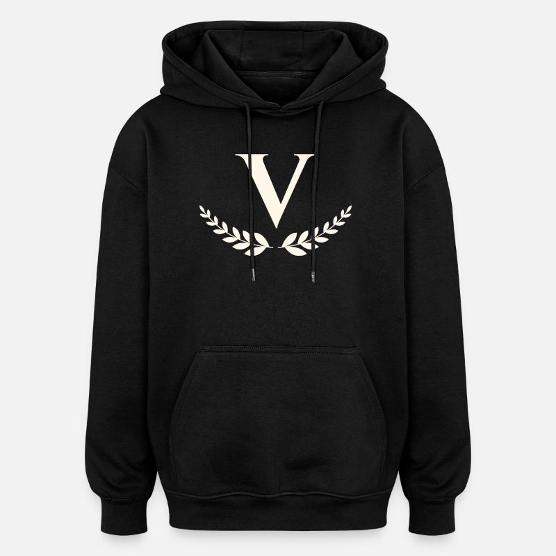 V - Sweat à capuche oversize unisexe - noir
