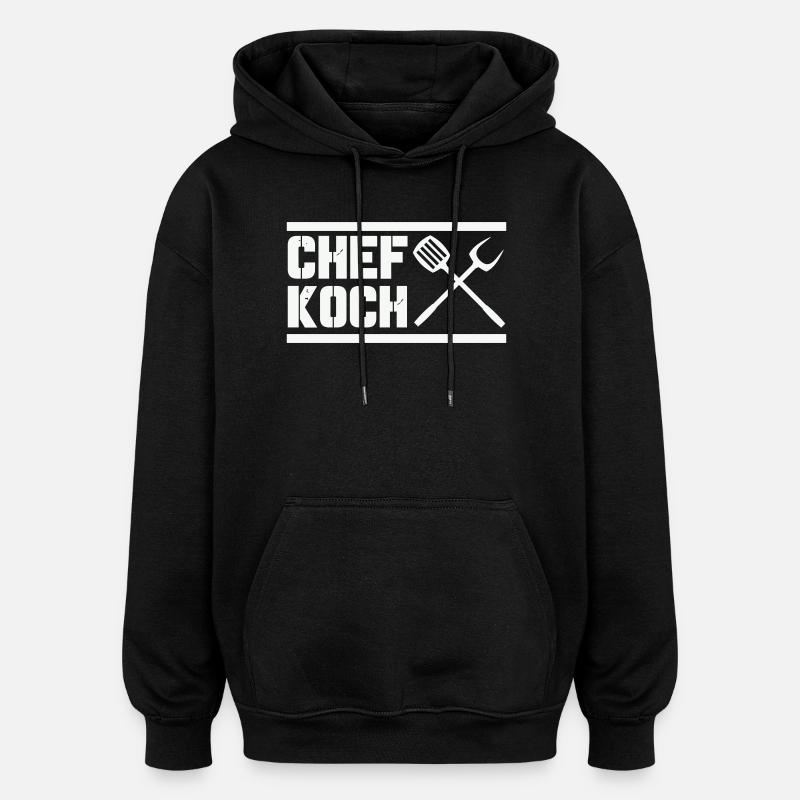 chef_koch - Felpa con cappuccio unisex oversize - nero