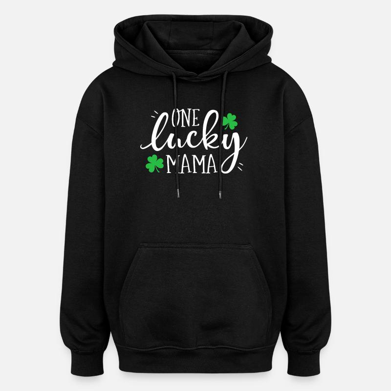 Un t-shirt Lucky Mama Clover - Sweat à capuche oversize unisexe - noir
