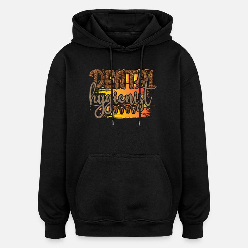 Leopard Hygienist Sunset Script - Oversized Unisex Hoodie - black