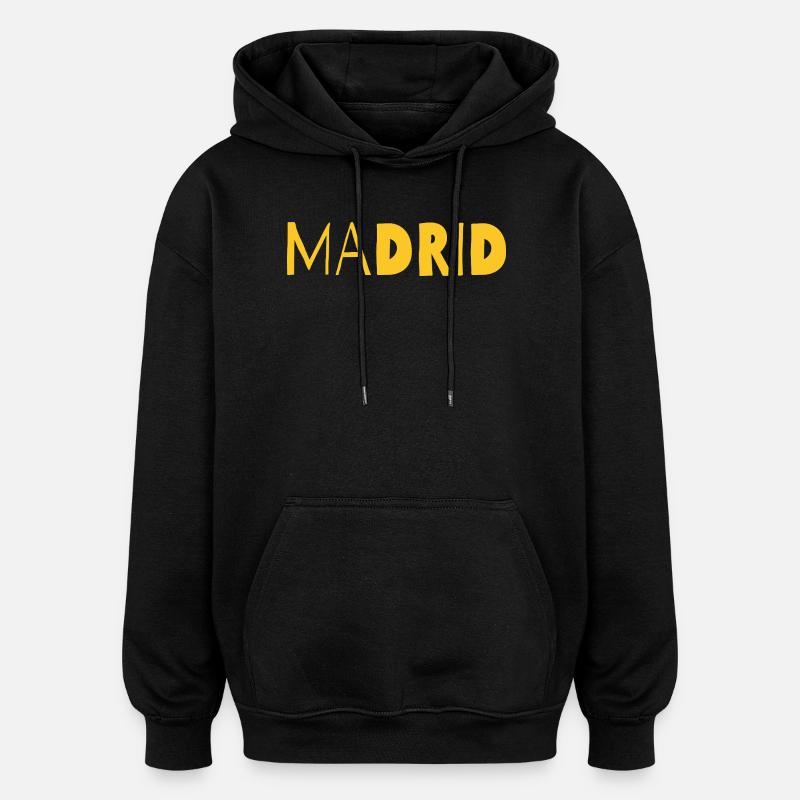 Madrid Paysage urbain audacieux en jaune - Sweat à capuche oversize unisexe - noir