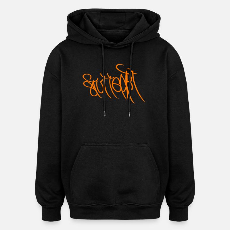 Graffiti Orange Hand Lettering Stuttgart - Oversized Unisex Hoodie - black