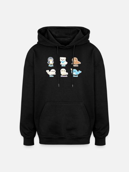 Kuschelige Arktis-Tierwelt - Oversized Unisex Hoodie - Schwarz
