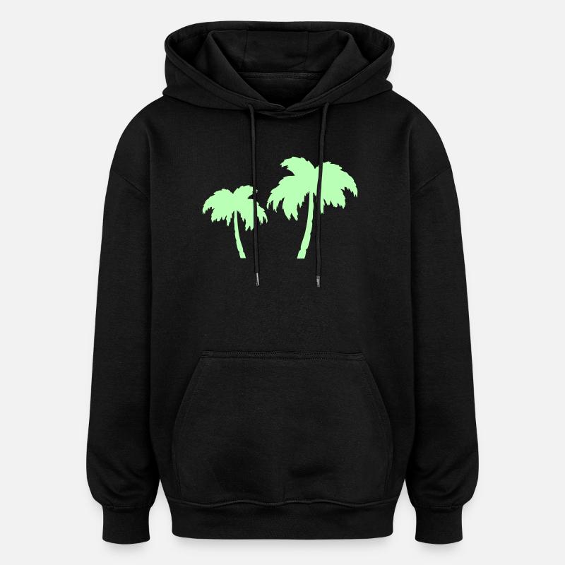 Duo Silhouettes des Palmiers Tropicaux - Sweat à capuche oversize unisexe - noir