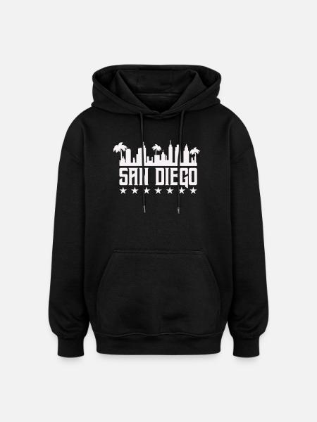 San Diego Skyline Palm Vista - Oversized Unisex Hoodie - black