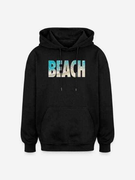 Tropical BEACH Ocean Text Vibe - Oversized Unisex Hoodie - black