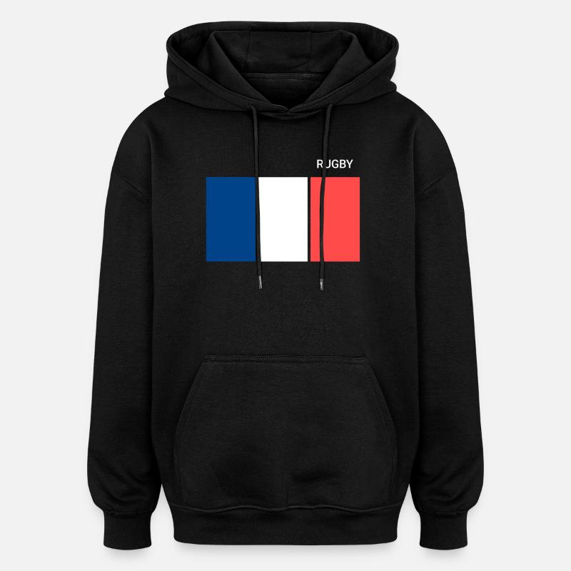 Rugby Drapeau Français - Sweat à capuche oversize unisexe - noir