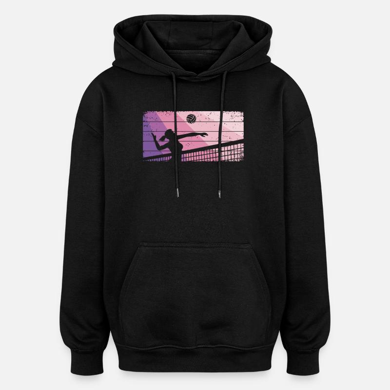 Joueuse de volley-ball de beach-volley féminin - Sweat à capuche oversize unisexe - noir